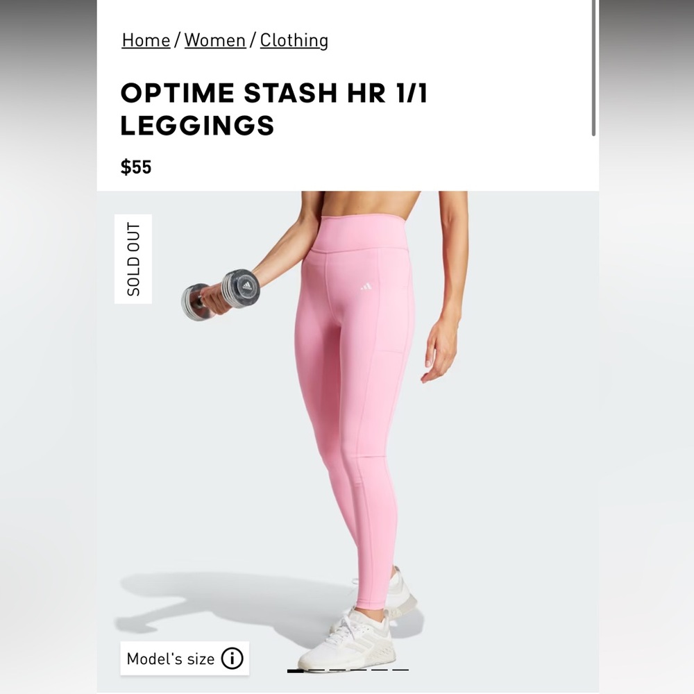 Adidas Optime Stash HR 1/1 Leggings in Pink